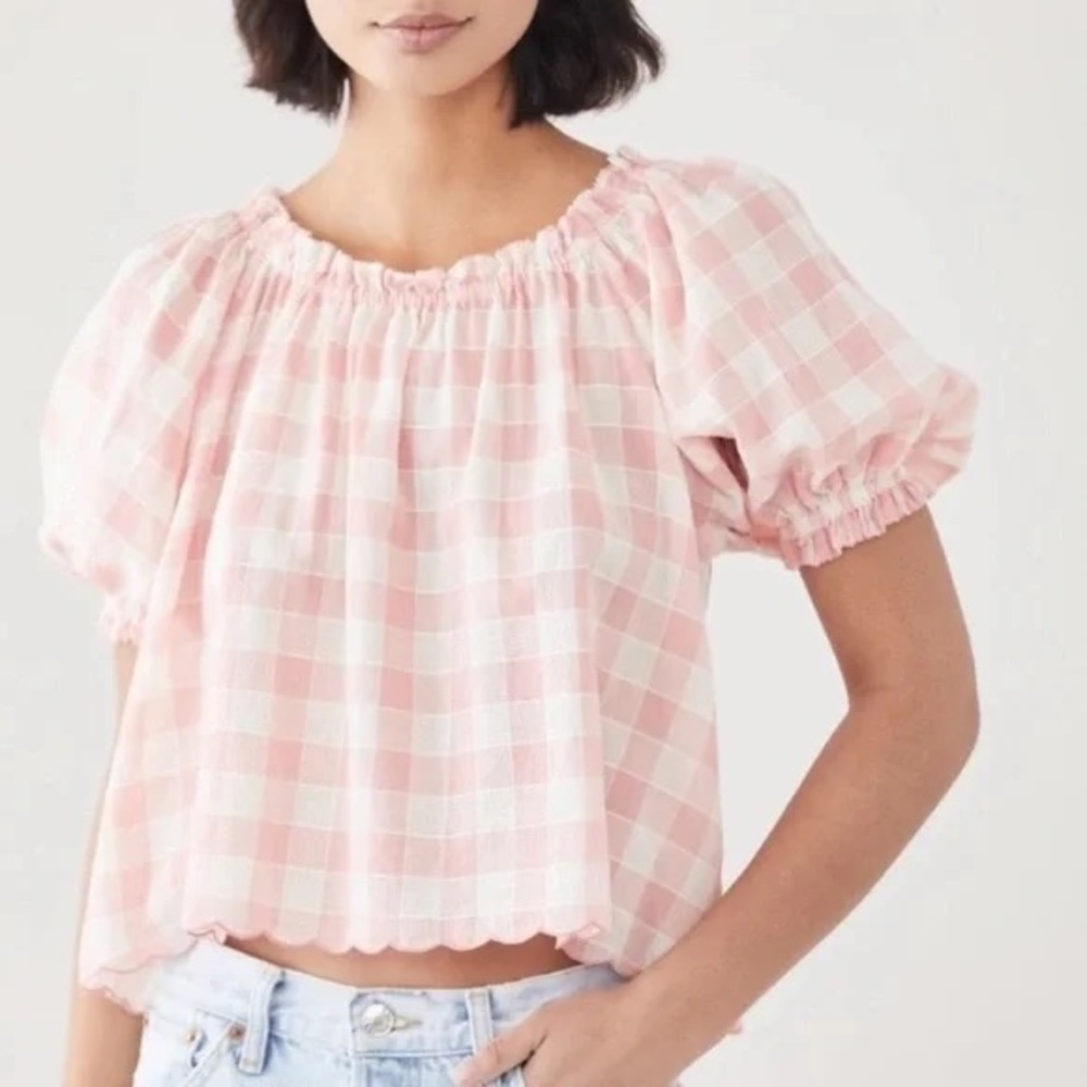 The Great. The Garland Top - pink & white gingham - size 0